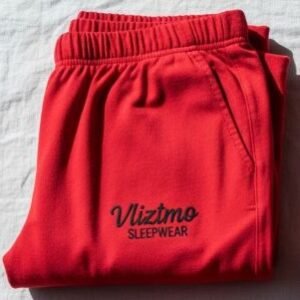 Red Sleep Pants / Lounge Pants – Vliztmo with Black Write-Up