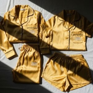 Yellow Satin Pajama Set – Vliztmo sleepwear